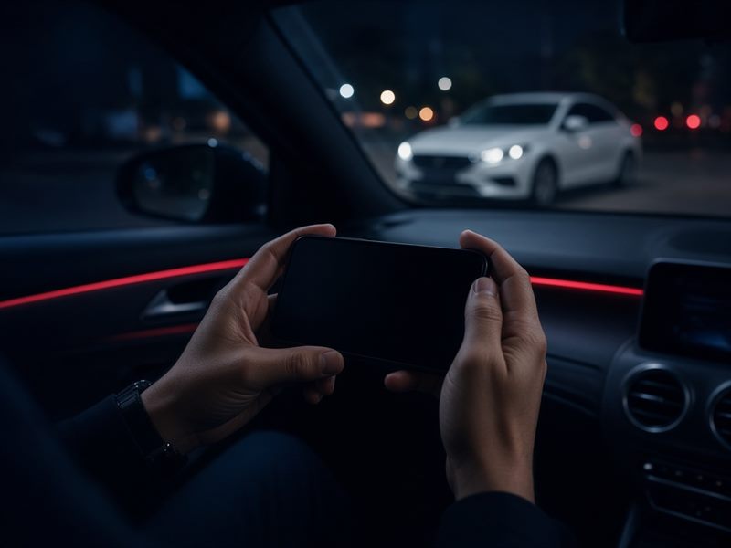 Araç içinde telefonla online rezervasyon yapan sürücü